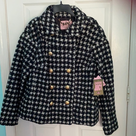 Juicy Couture Jackets & Blazers - vintage jUicy couture montaigne houndstooth pea coat jacket size XL New